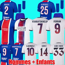 FERRAN DIGNE Maillot de foot psge jersey 26 27 KVARATSKHELIA O.DEMBELE psges soccer jerseys D.DOUE HAKIMI men kids set football shirt kit psges psgs