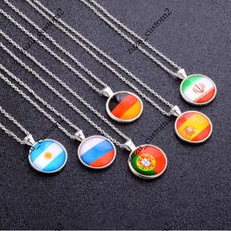 World Cup Souvenirs Pendant Necklaces Soccer Flag Pendants for Men and Women - Fan Gifts