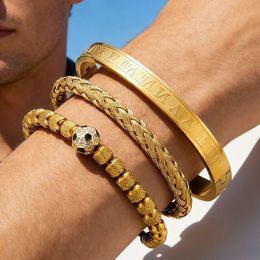 Luxury Brand Designer Jewelry World Cup Football Bracelet Bracelet Three-piece Set Pvd18k Titanium Steel Bracelet European And American High-end Fashion Versati