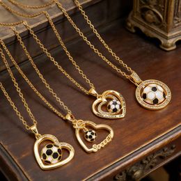 2026 World Cup New model of World Cup football necklace for the US, Canada, Mexico, light luxury, versatile, simple and elegant, heart-shaped stainless steel