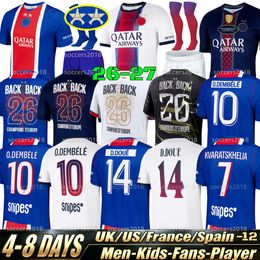 26 27 PSGES O.DEMBELE D.DOUE soccer jerseys ZABARNYI HAKIMI KVARATSKHELIA JOAO NEVES BARCOLA hommes enfant 2025 2026 psgLy football shirts men kids kit maillot de foot