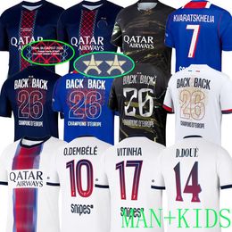 2026 maillot de foot Kvaratskhelia soccer jerseys Graphic NEVES HAKIMI football shirt 25 26 27 hommes BARCOLA Zaire-Emery O.Dembele PARIS Fourth PSGES Night Edition E