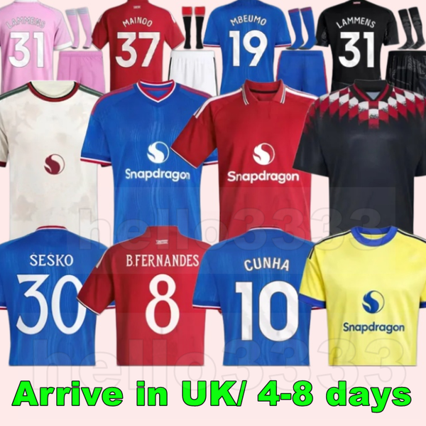 SESKO MBEUMO CUNHA 25 26 27 Soccer Jerseys football shirts B. FERNANES men kids kits MAINOO goalkeeper Stone Roses 2026 shorts tracksuit
