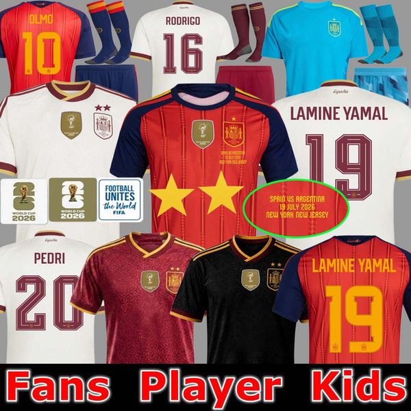 2026 World Cup SPAIN Soccer Jerseys PEDRI GAVI LAMINE YAMAL MORATA Carvajal OLMO FERRAN RODRIGO camiseta espana Jersey Men Kid Kit Football Shirt Fan Player