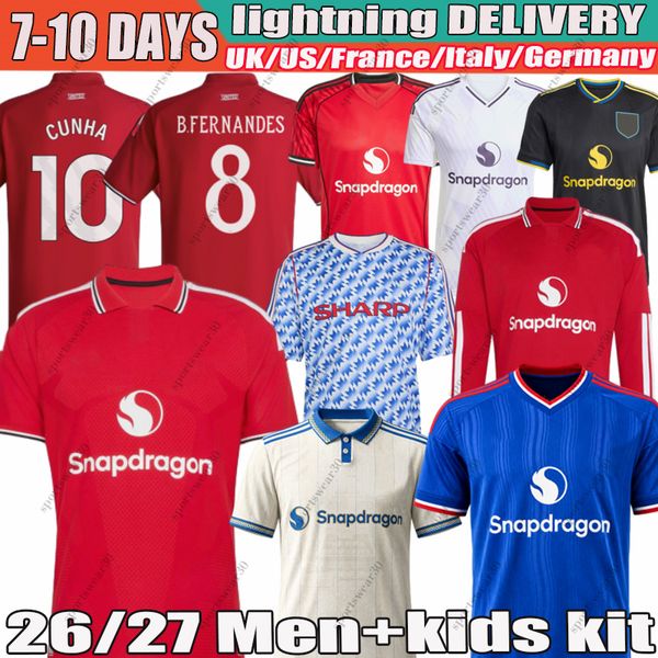 26 27 B.FERNANDES Sesko Casemiro CUNHA AMAD Soccer Jerseys MBEUMO YORO man utd 25 26 kids kit long sleeves Football Jersey manchester united 26 27