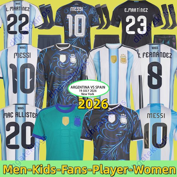 UK local ArgentinaS World Cup soccer Jerseys 26 27 MARADONA J. ALVAREZ FC Men Kids football shirt MESSIS Jersey DE PAUL Garnacho 2026 long sleeves Signed Nico Paz kit 8