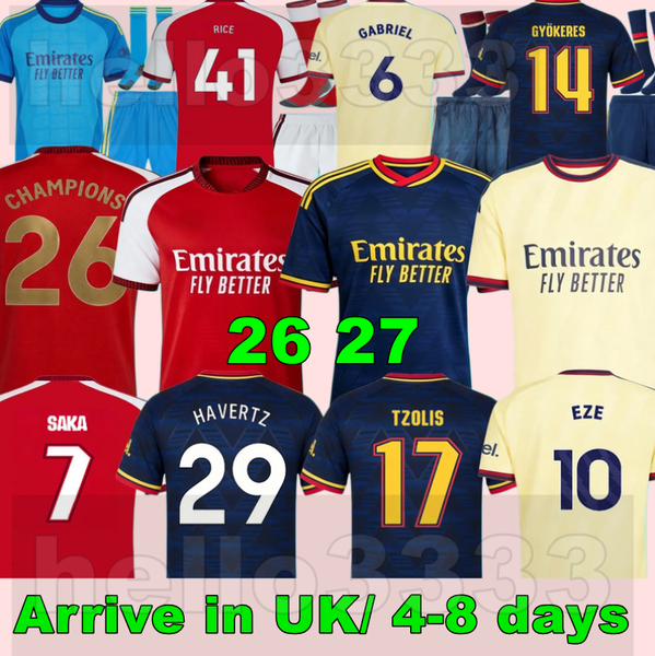 26 27 ALAFIORI soccer jerseys RICE SAKA Fans Player MADUEKE ZUBIMENDI 2026 football shirt Men Kids ODEGAARD SAMBI VIEIRA Gyokeres HAVERTZ Arsenala