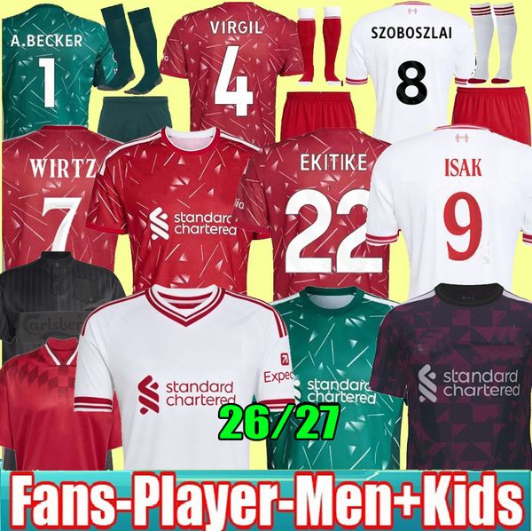 S-4XL 25 26 27 ISAK Soccer Jerseys 2025 2026 SZOBOSZLAI ABECKER FRIMPONG Wirtz Kerkez Pre Match football shirt Men Kids kit uniforms SALAH GAKPO ALLISTER