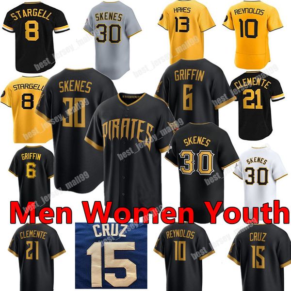 Custom Paul Skenes Jersey Konnor 6 Griffin 21 Roberto Clemente 15 Cruz Andrew Barry Bonds Bae Joe Reynolds Johnson Pirates Jones Baseball Men Women Youth
