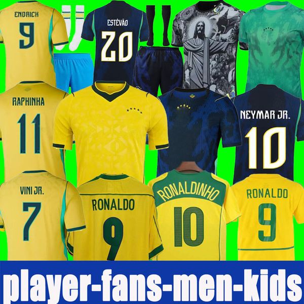 2026 brazil VINI JR soccer jerseys NEYMAR JR RAPHINHA L.PAQUETA men kids footbal kit 1998 2002 2004 retro Romario Ronaldo Ronaldinho PELE 2006 RIVALDO KAKA 2010 shirt