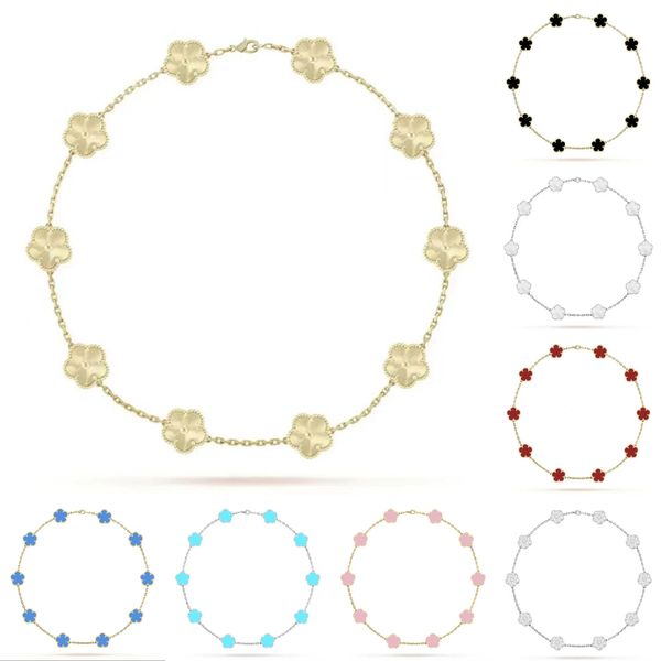10 motif clover necklace luxury necklace for woman leaf clover necklace gold jewelry sterling silver jewelry 925 flowers pendant necklace Halloween wedding gift