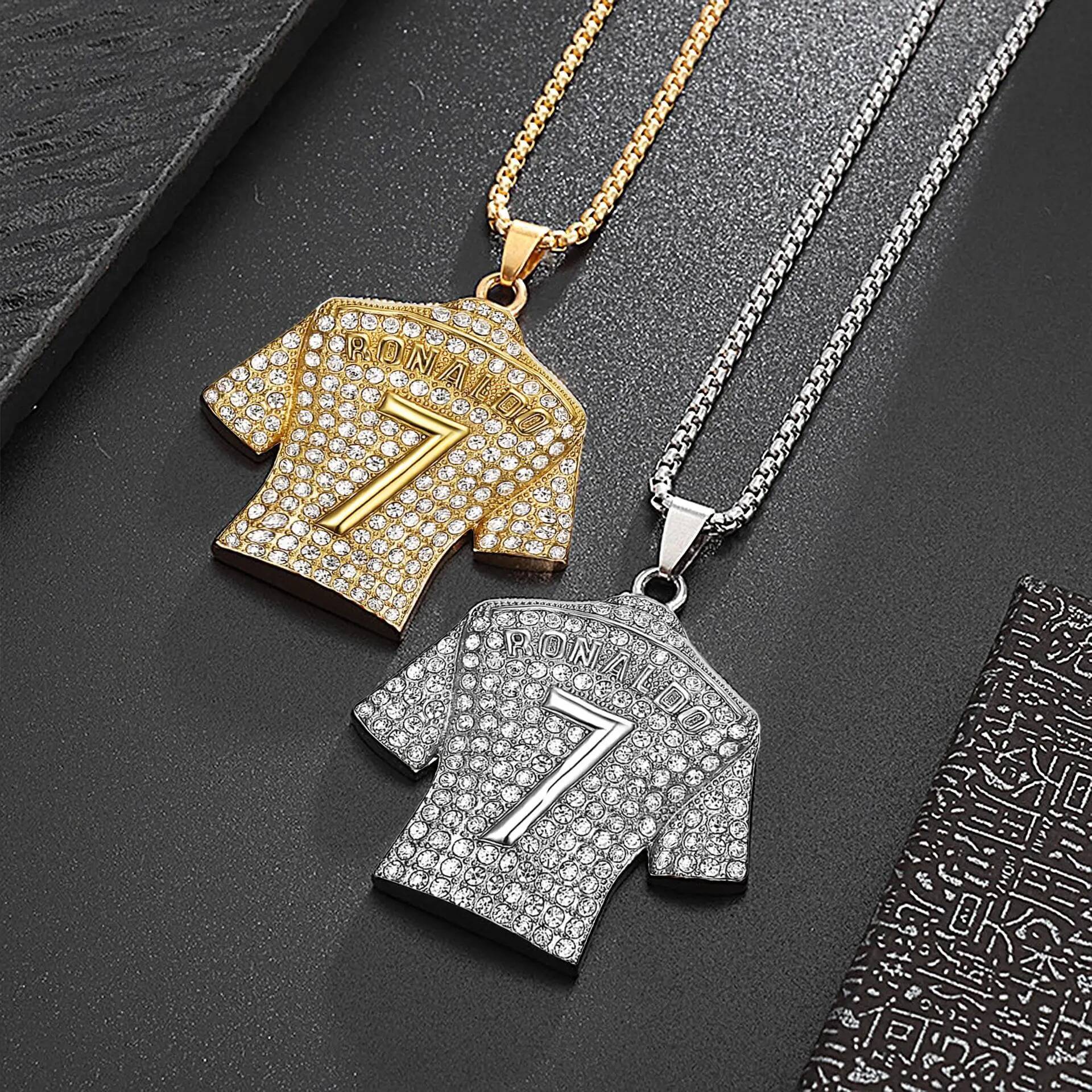 Bestseller Hip Hop Style Number 7 Jersey Zircon Pendant Alloy Necklace For Men,Ronaldo Commemorative Necklace,World Cup Football Fan Gifts Ddmytues