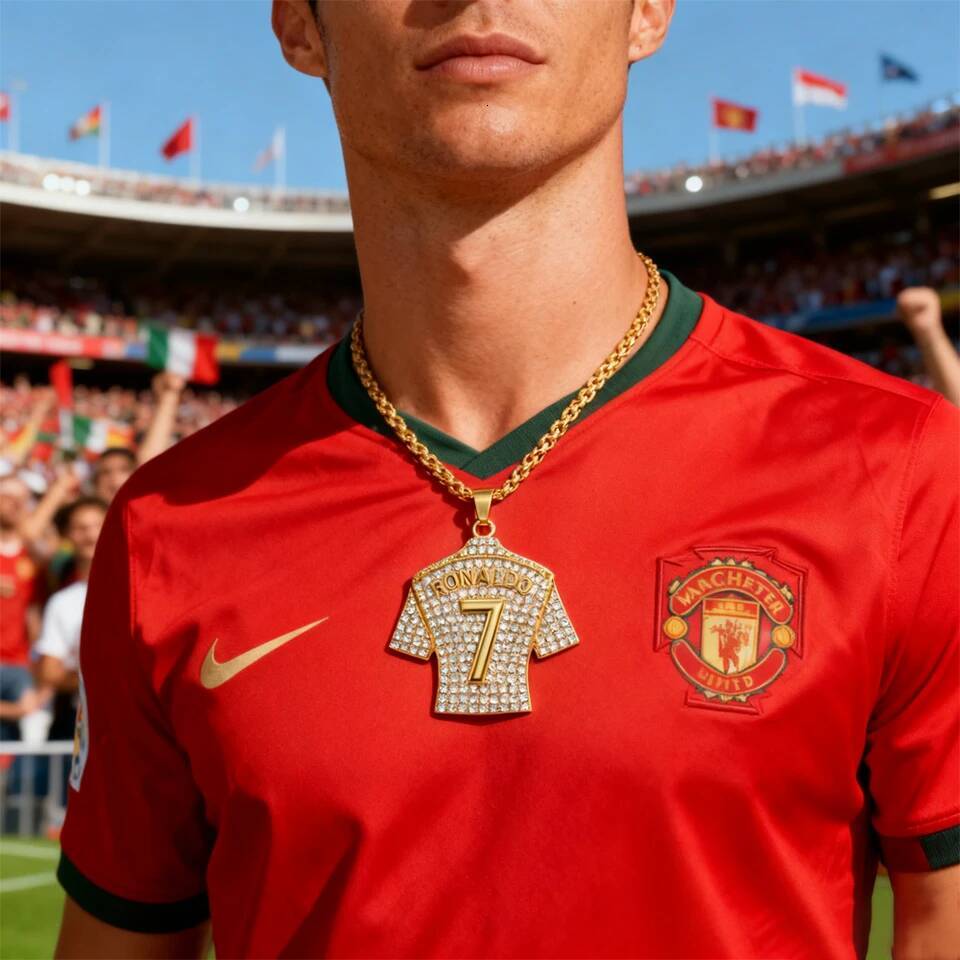 Bestseller Hip Hop Style Number 7 Jersey Zircon Pendant Alloy Necklace For Men,Ronaldo Commemorative Necklace,World Cup Football Fan Gifts Ddmytues